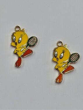 Pair of Vintage Tweety Bird Tennis Charms – “Love” Match Set – Warner Bros.